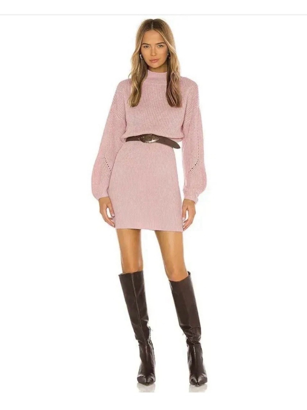 Majorelle Revolve Monette Sweater Dress Women's Large Nude Pink Mini $218